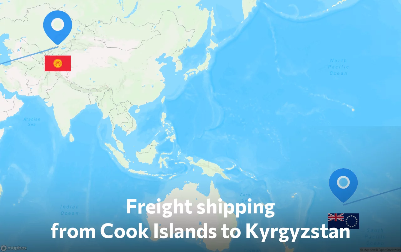 Shipping route from Cook Islands to Kyrgyzstan