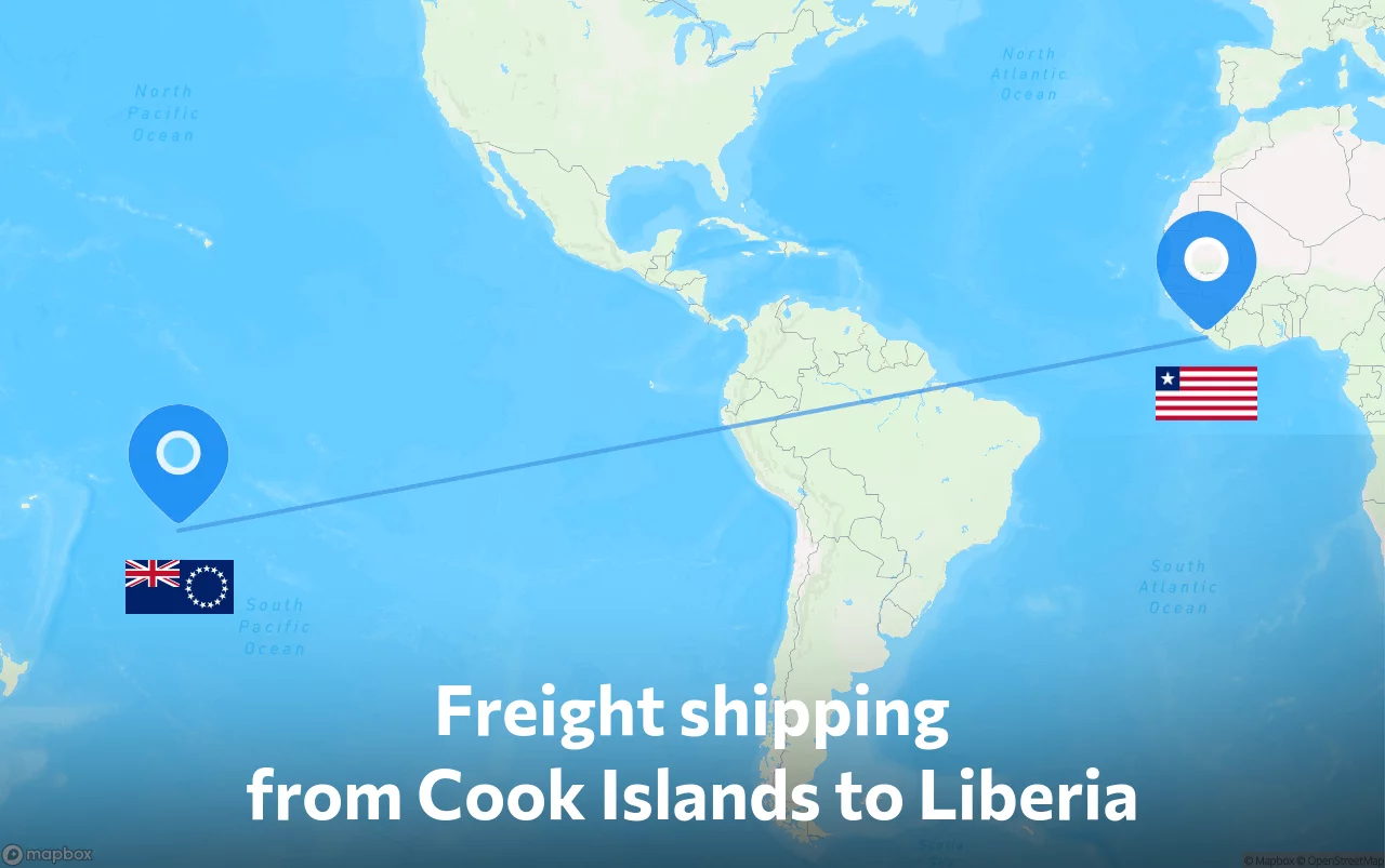 Shipping route from Cook Islands to Liberia
