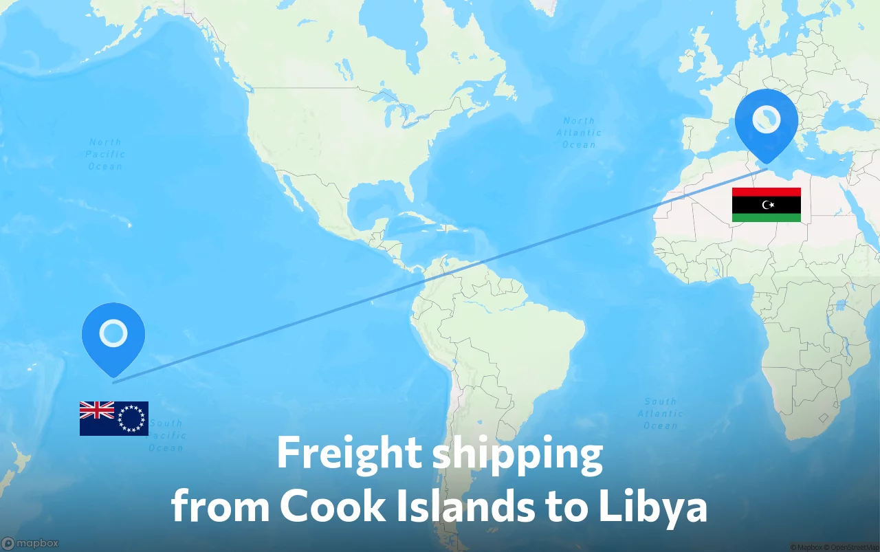 Shipping route from Cook Islands to Libya