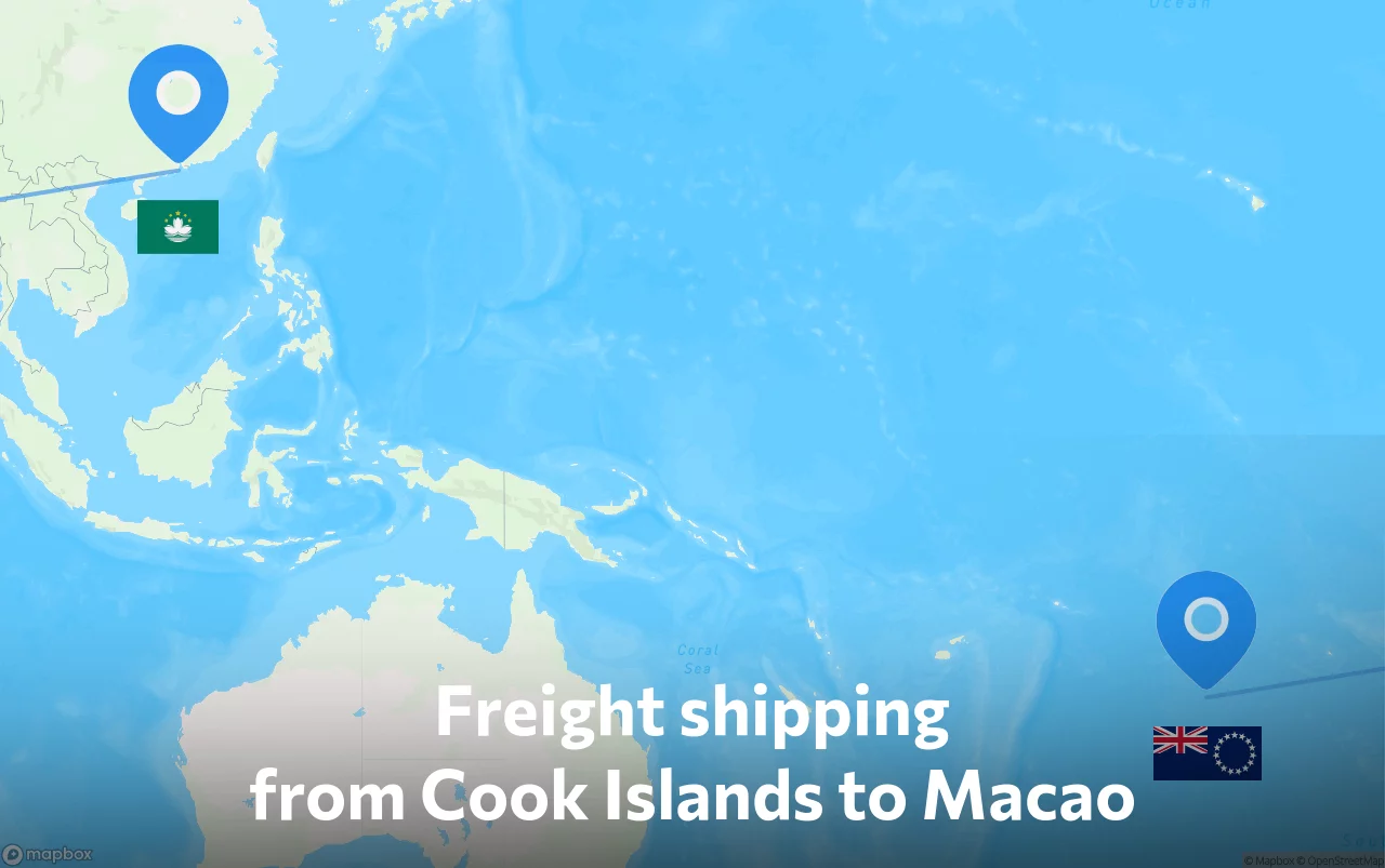 Shipping route from Cook Islands to Macao