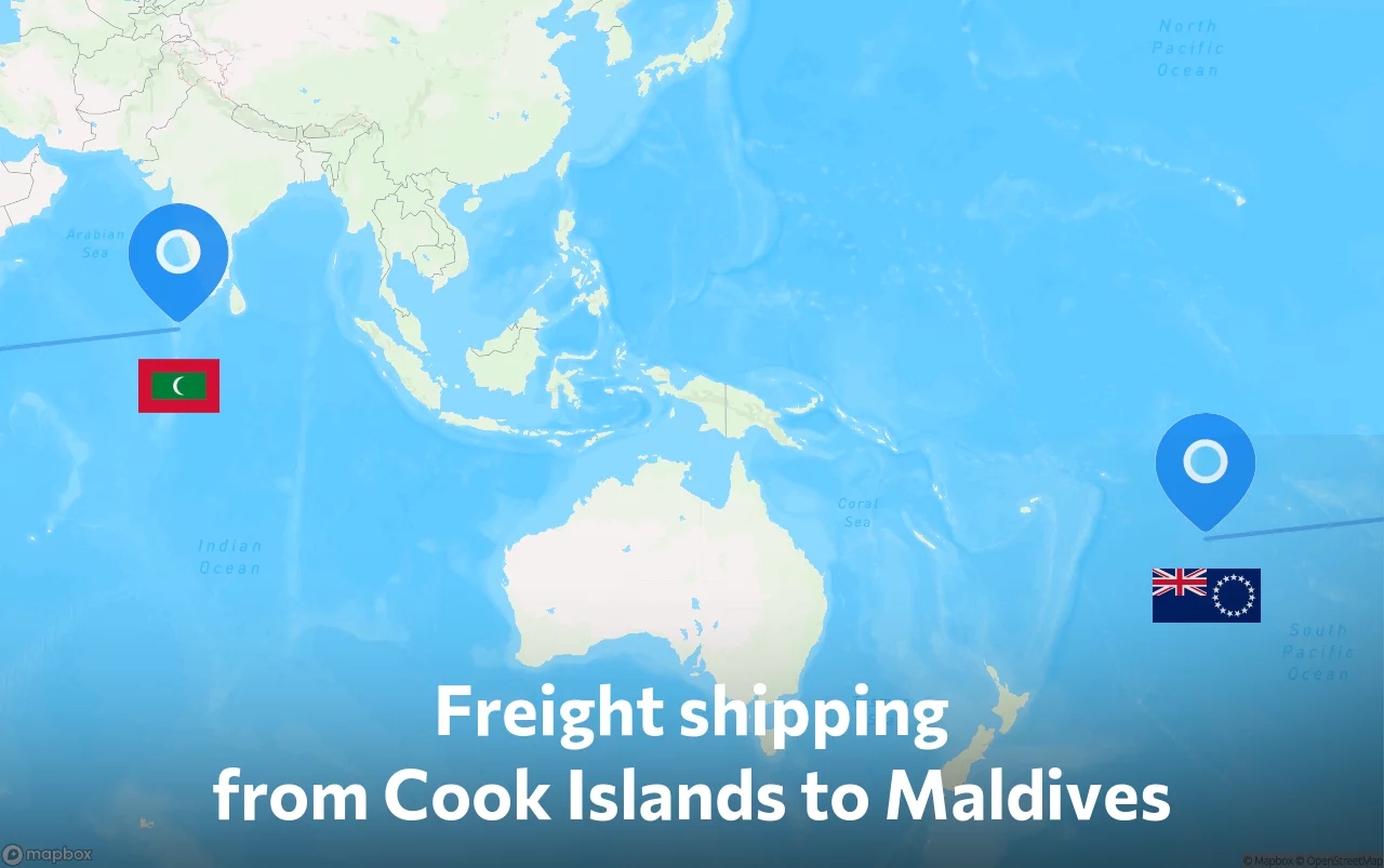 Shipping route from Cook Islands to Maldives