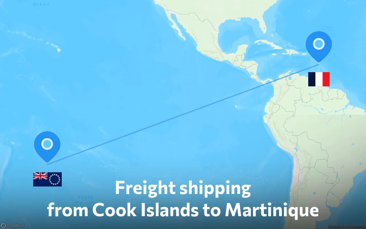 Shipping route from Cook Islands to Martinique