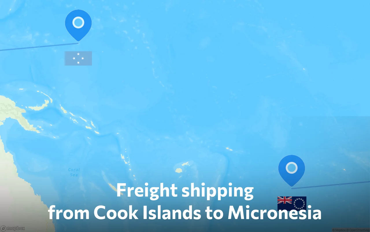 Shipping route from Cook Islands to Micronesia