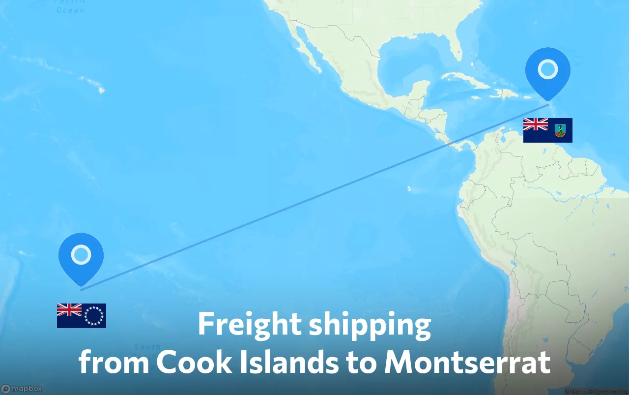 Shipping route from Cook Islands to Montserrat