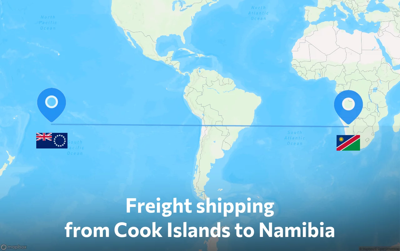 Shipping route from Cook Islands to Namibia