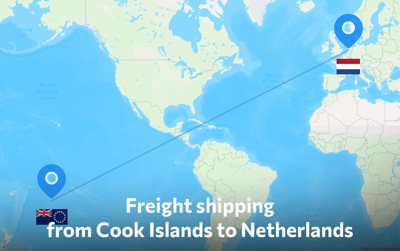 Shipping route from Cook Islands to Netherlands