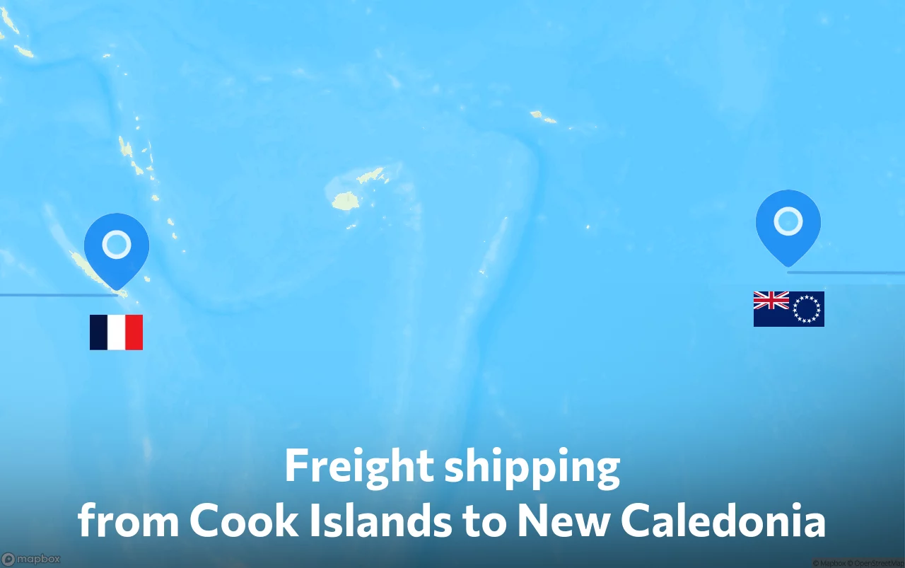 Shipping route from Cook Islands to New Caledonia