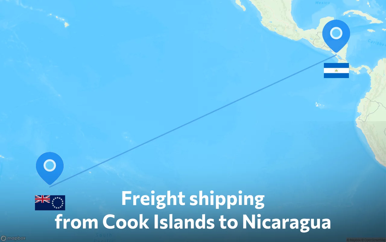 Shipping route from Cook Islands to Nicaragua