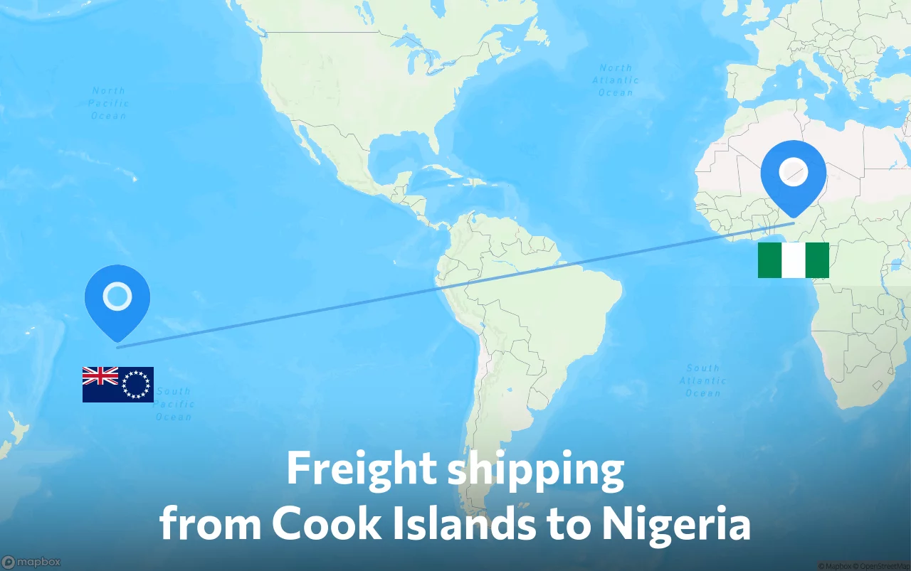 Shipping route from Cook Islands to Nigeria