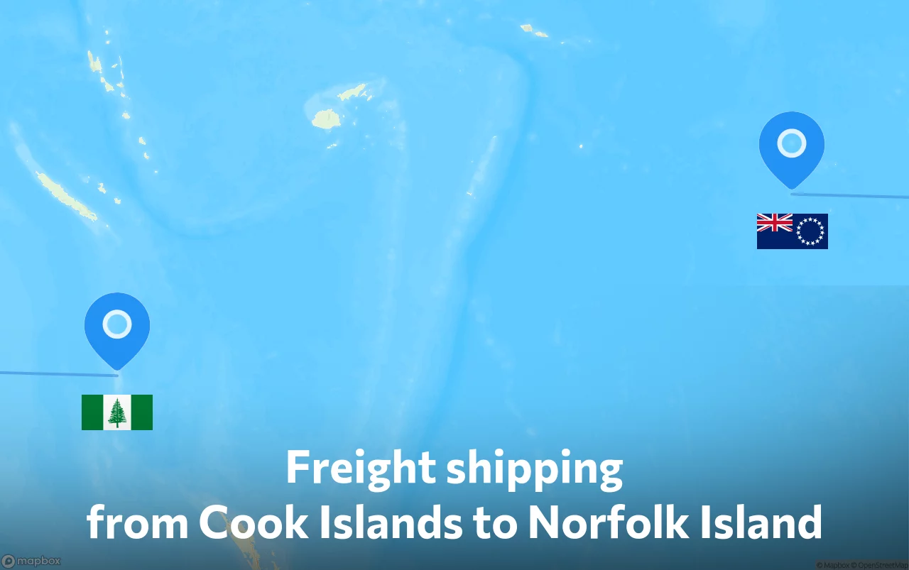 Shipping route from Cook Islands to Norfolk Island