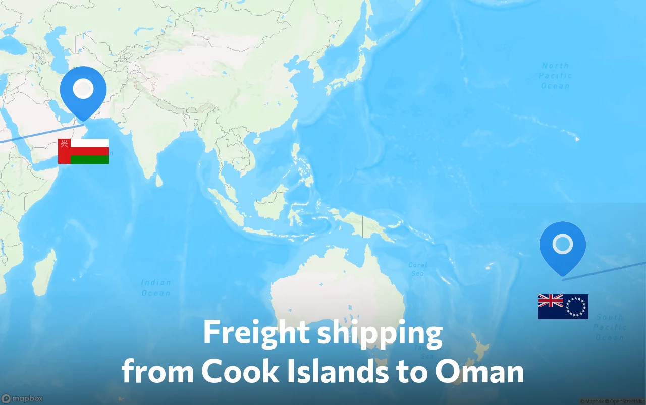 Shipping route from Cook Islands to Oman