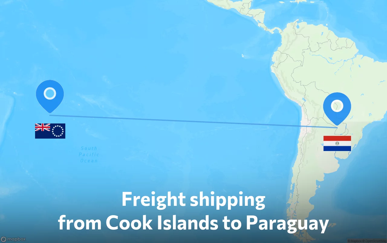 Shipping route from Cook Islands to Paraguay