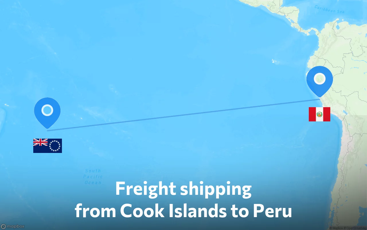 Shipping route from Cook Islands to Peru