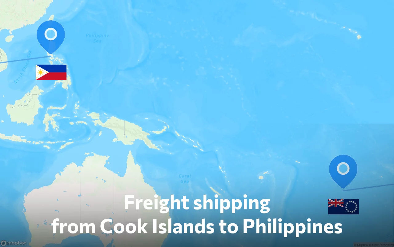 Shipping route from Cook Islands to Philippines