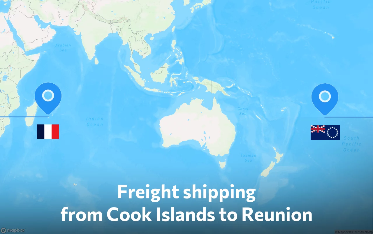 Shipping route from Cook Islands to Reunion