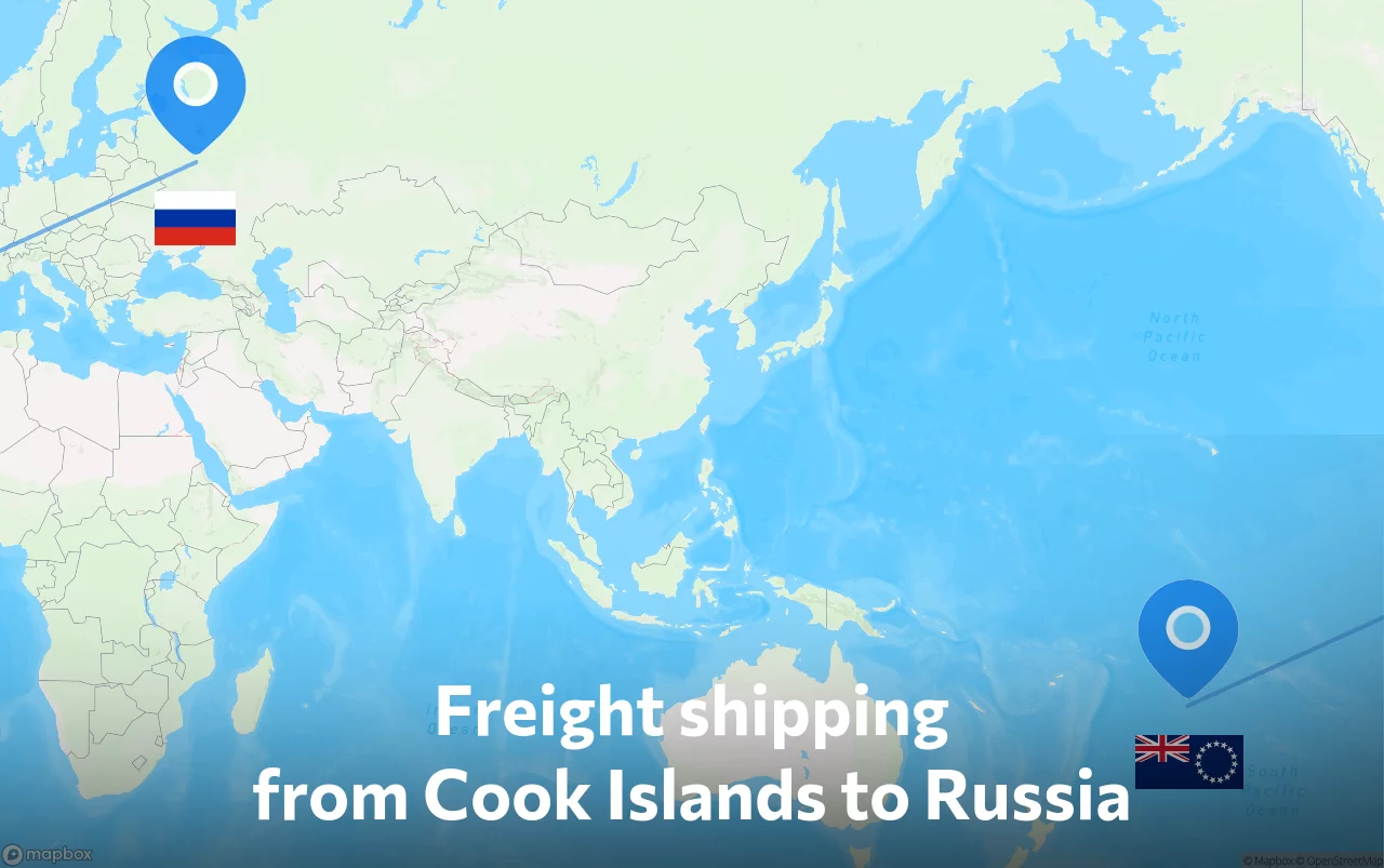 Shipping route from Cook Islands to Russia