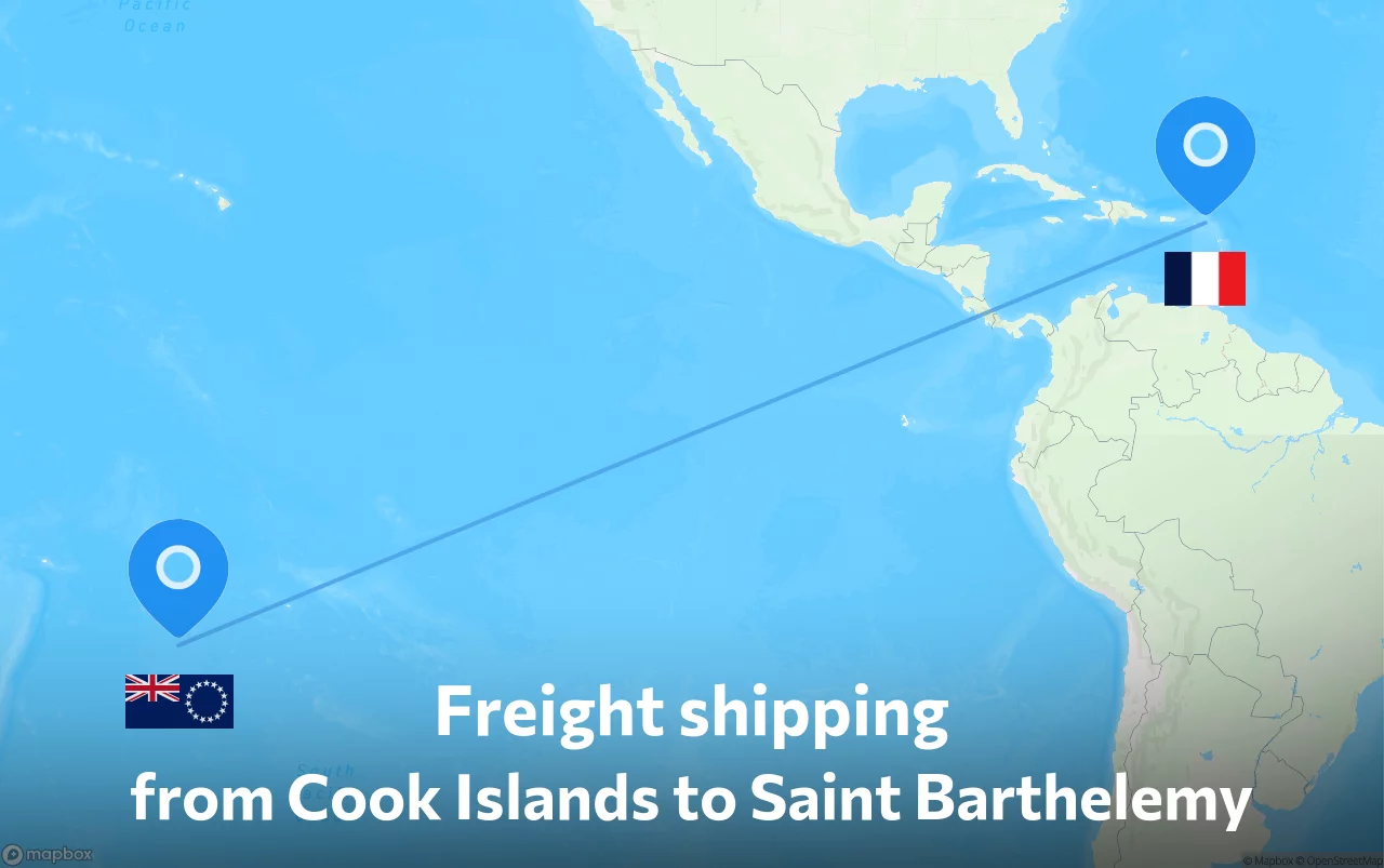 Shipping route from Cook Islands to Saint Barthelemy