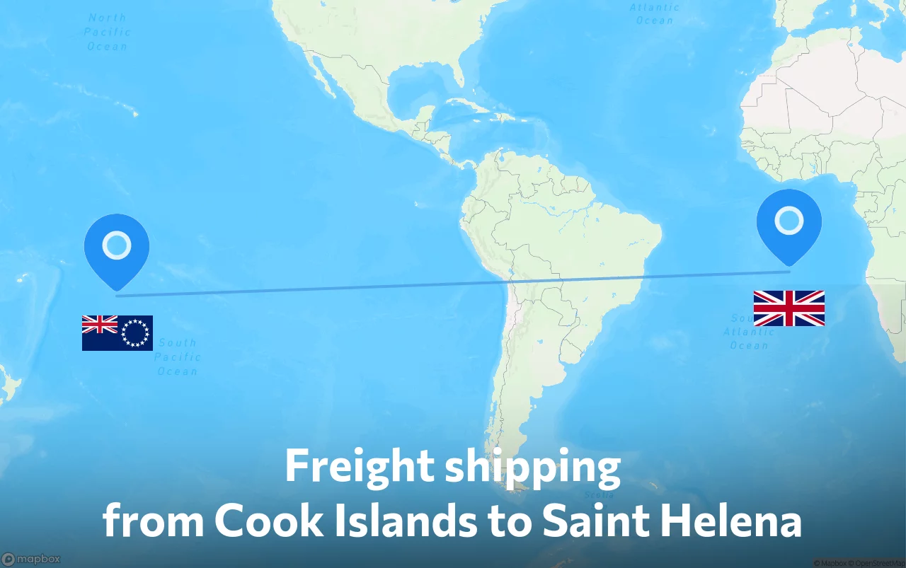 Shipping route from Cook Islands to Saint Helena