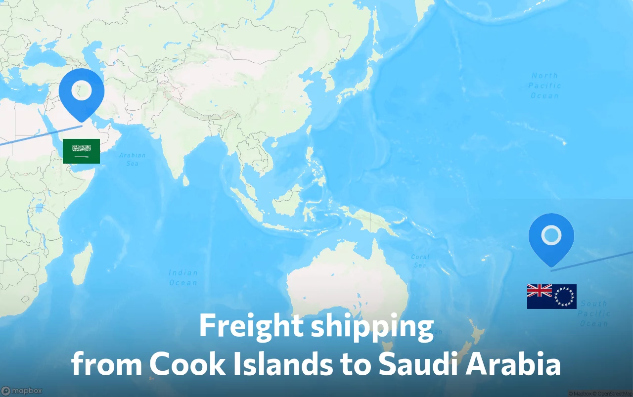 Shipping route from Cook Islands to Saudi Arabia