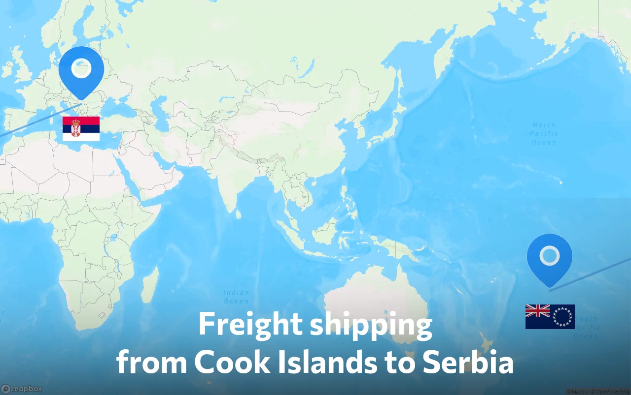 Shipping route from Cook Islands to Serbia