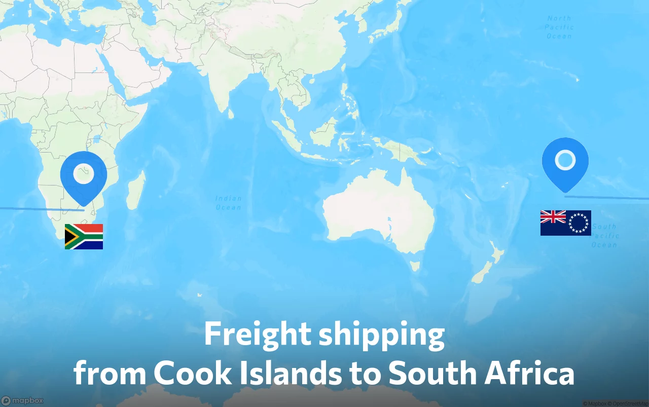 Shipping route from Cook Islands to South Africa