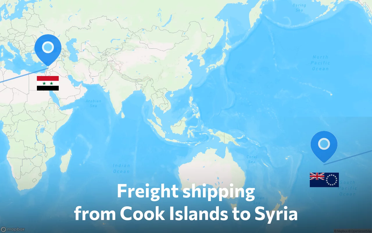 Shipping route from Cook Islands to Syria