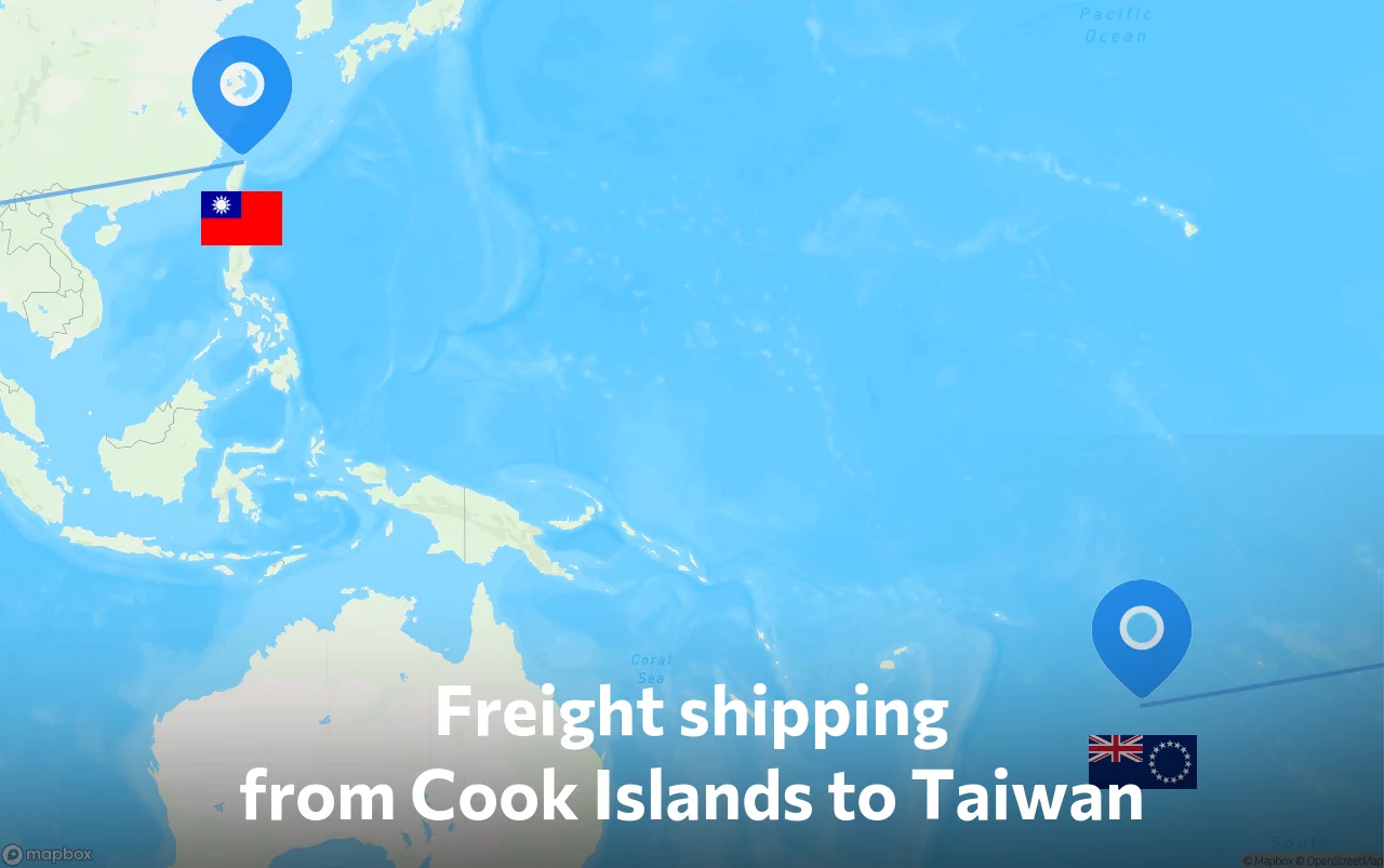 Shipping route from Cook Islands to Taiwan