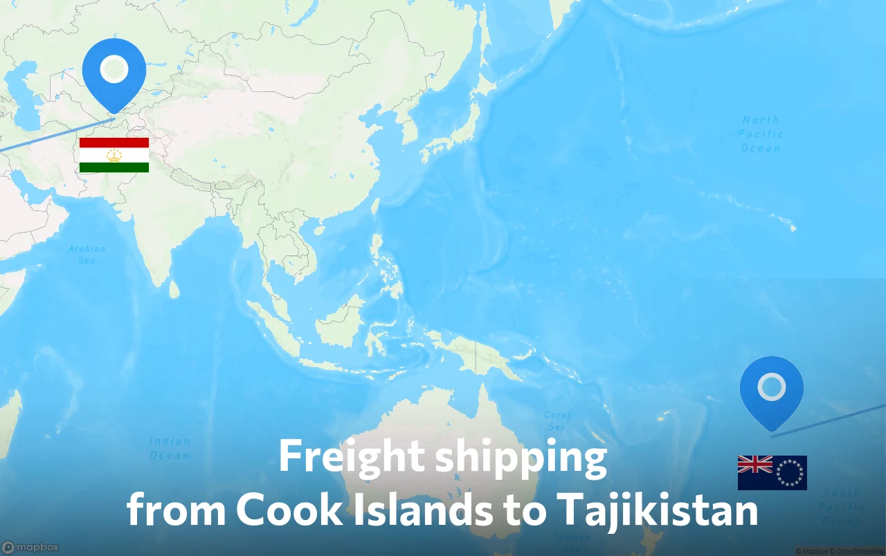 Shipping route from Cook Islands to Tajikistan