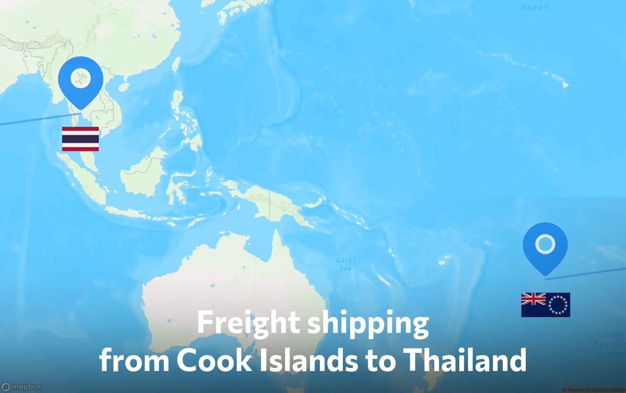 Shipping route from Cook Islands to Thailand