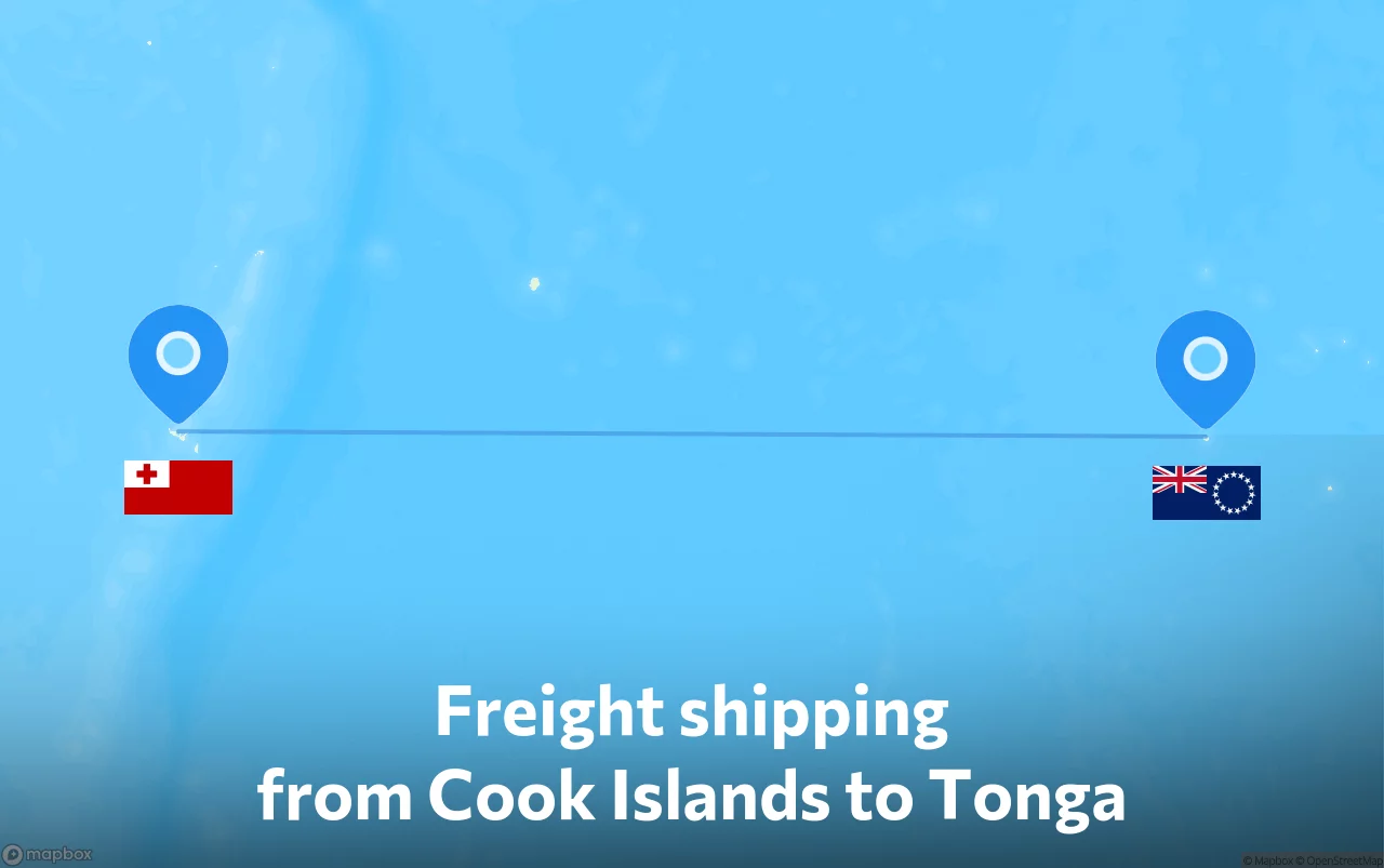 Shipping route from Cook Islands to Tonga
