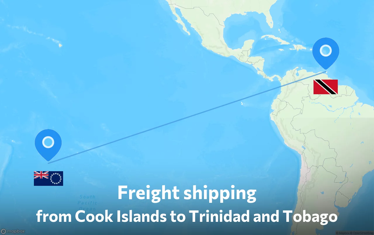 Shipping route from Cook Islands to Trinidad and Tobago