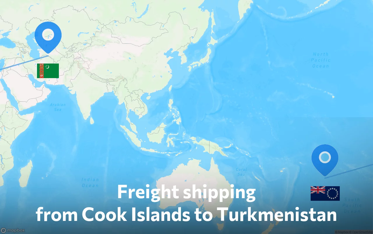 Shipping route from Cook Islands to Turkmenistan