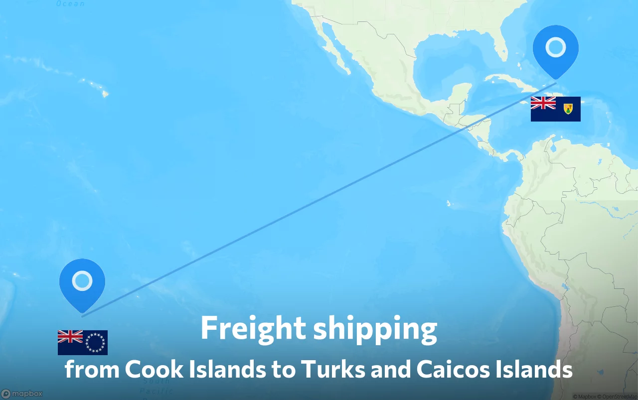 Shipping route from Cook Islands to Turks and Caicos Islands