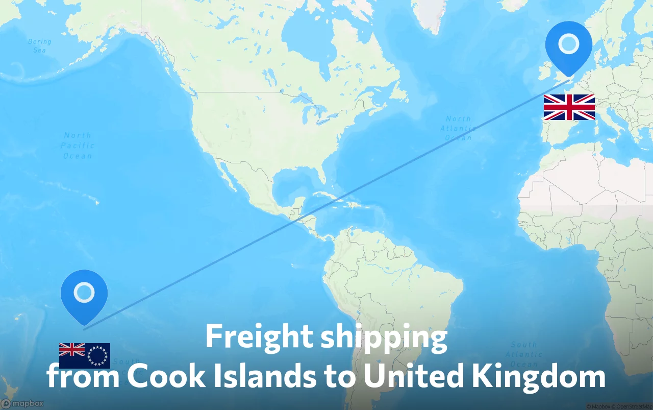 Shipping route from Cook Islands to United Kingdom