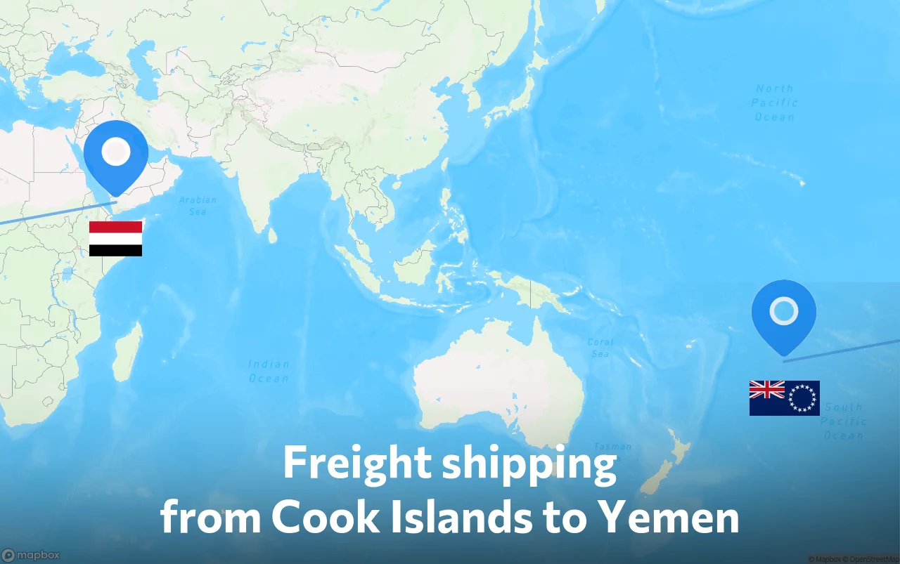 Shipping route from Cook Islands to Yemen