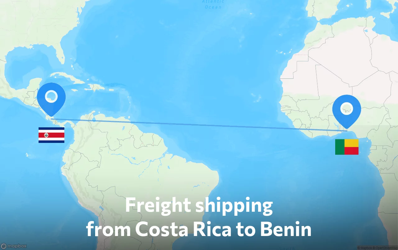 Shipping route from Costa Rica to Benin
