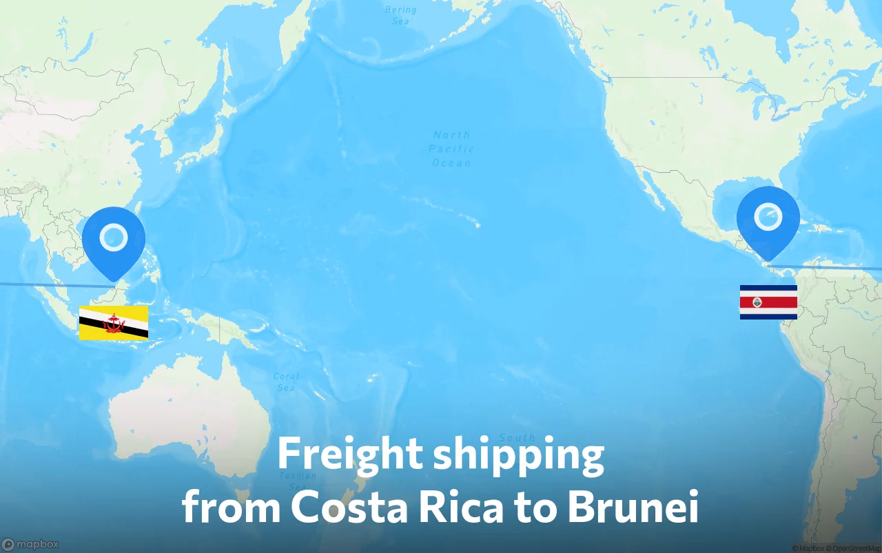 Shipping route from Costa Rica to Brunei