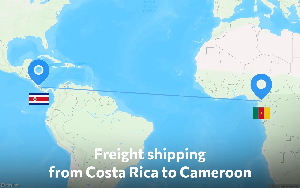 Shipping route from Costa Rica to Cameroon