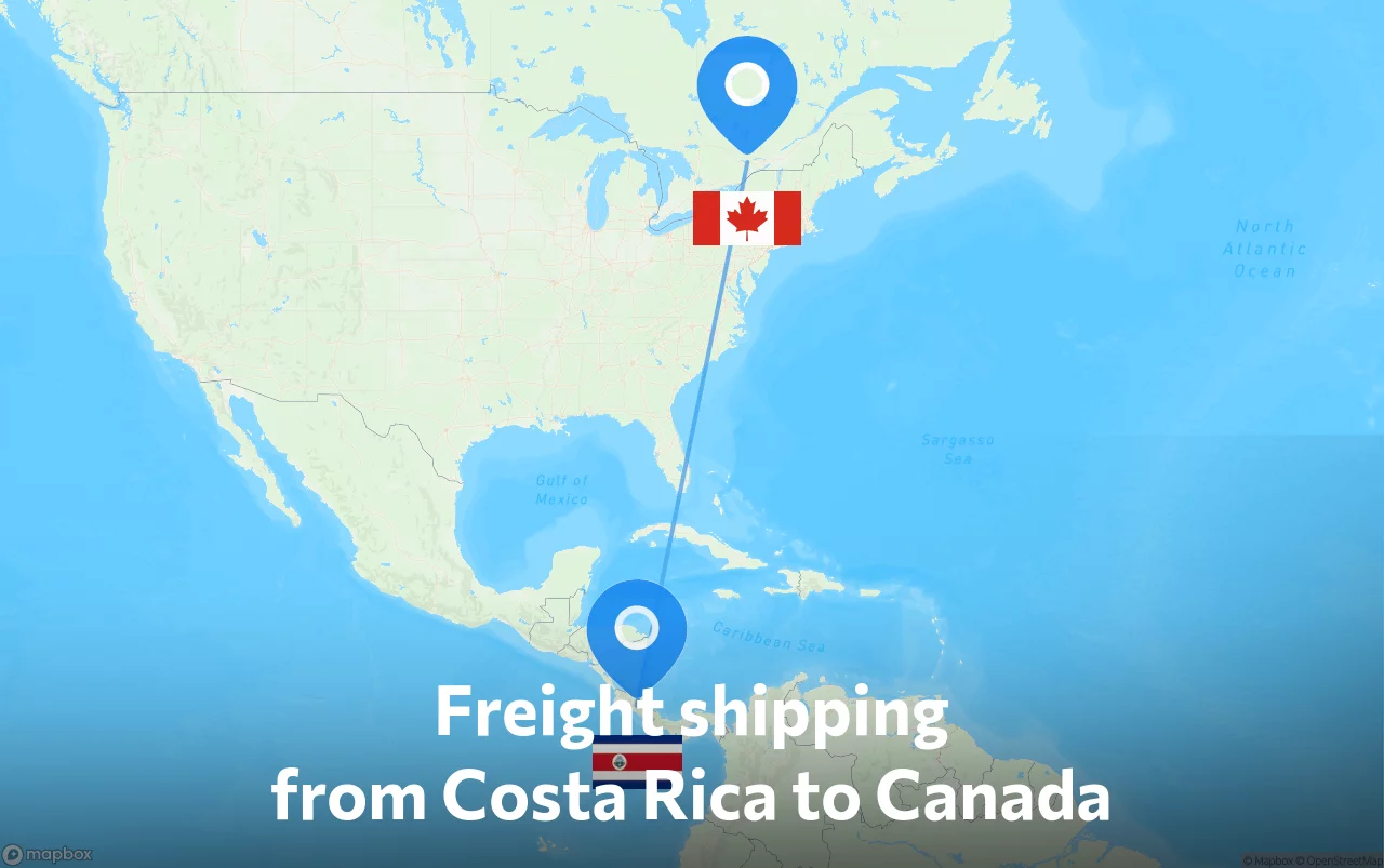 Shipping route from Costa Rica to Canada