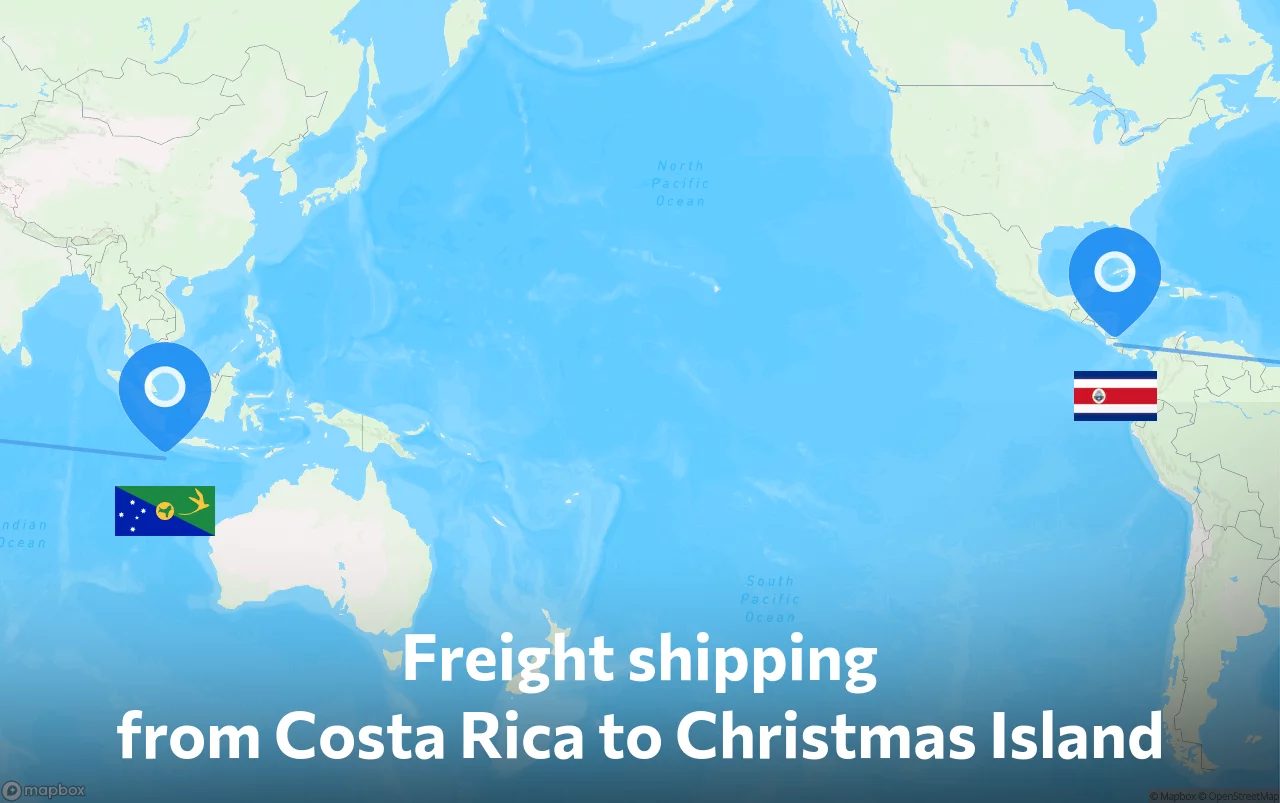 Shipping route from Costa Rica to Christmas Island