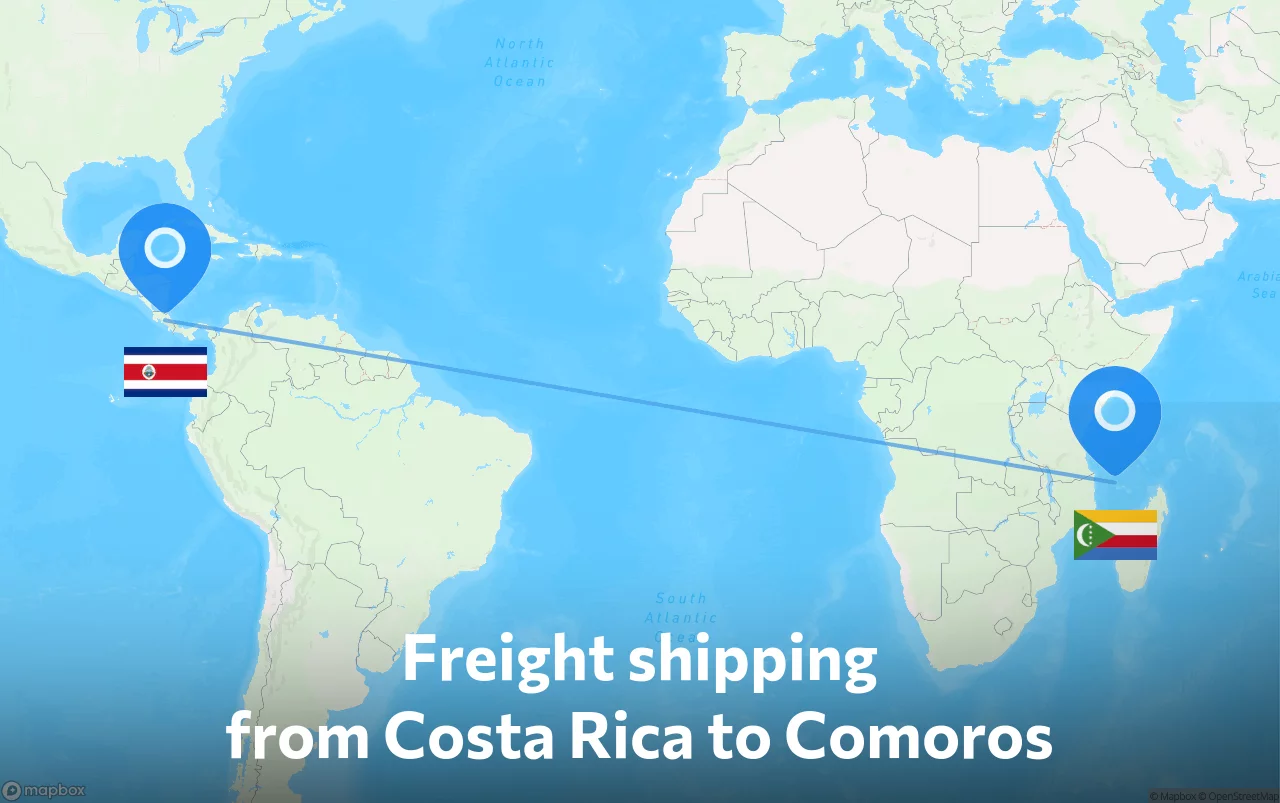 Shipping route from Costa Rica to Comoros