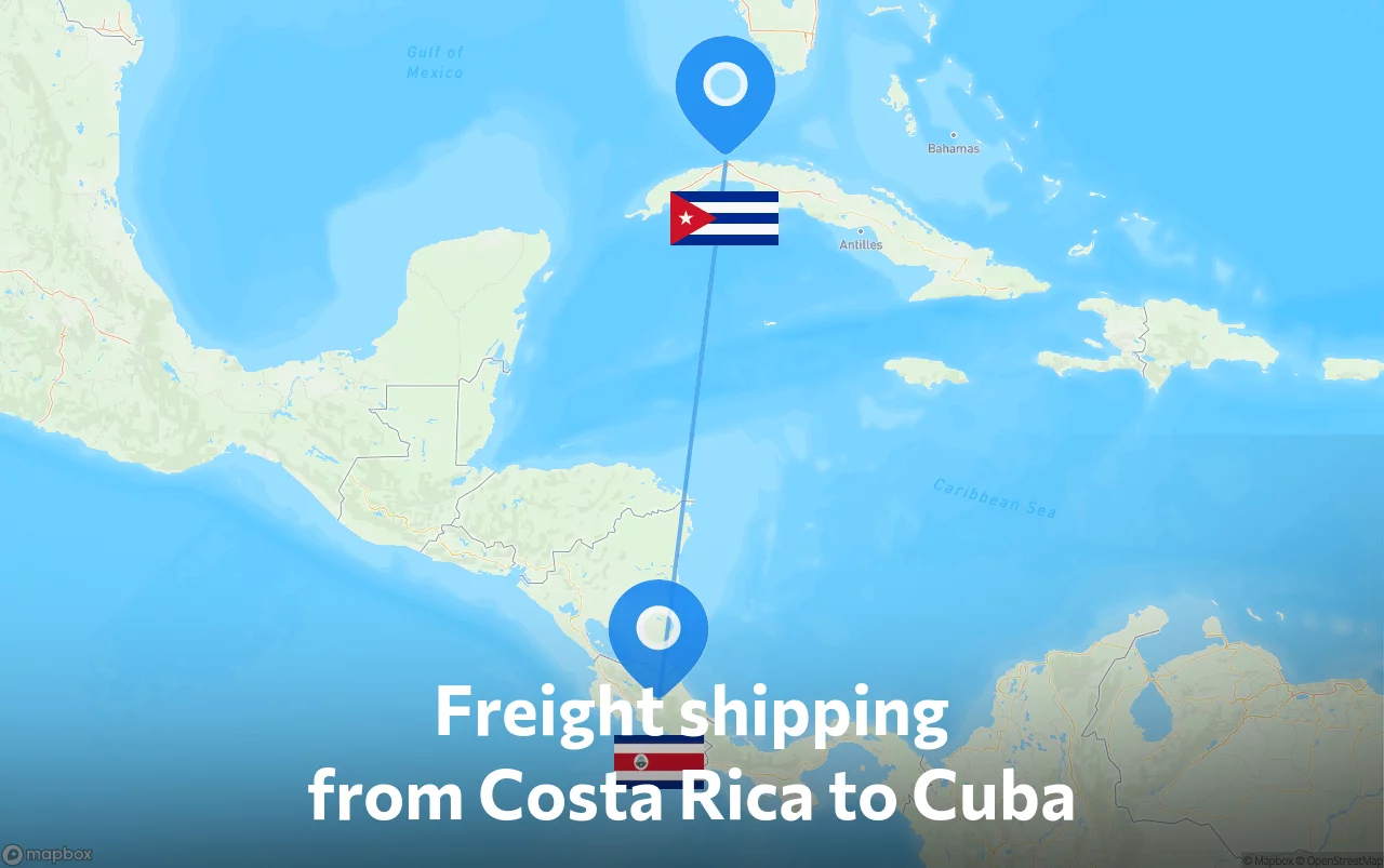 Shipping route from Costa Rica to Cuba