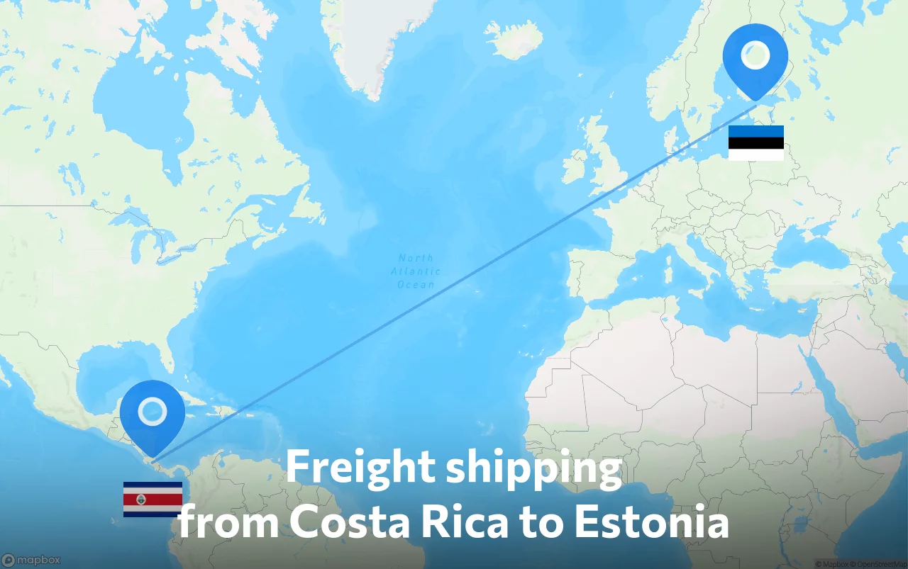 Shipping route from Costa Rica to Estonia