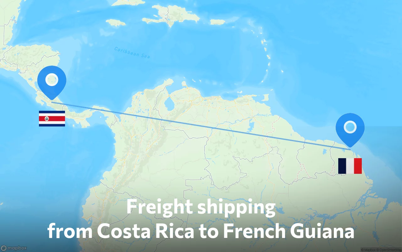Shipping route from Costa Rica to French Guiana