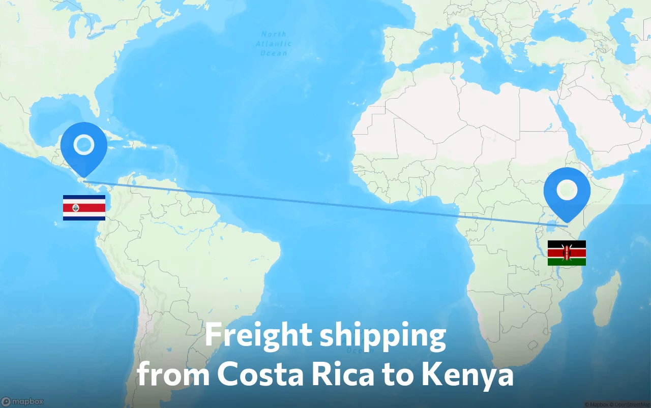 Shipping route from Costa Rica to Kenya