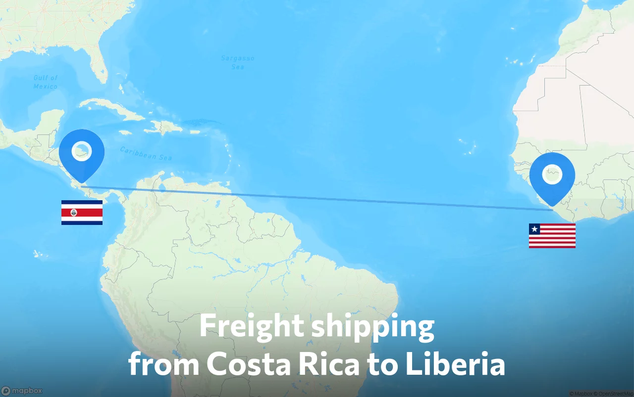 Shipping route from Costa Rica to Liberia