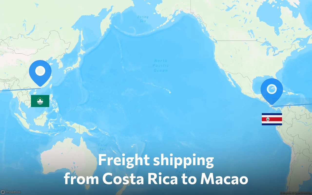 Shipping route from Costa Rica to Macao