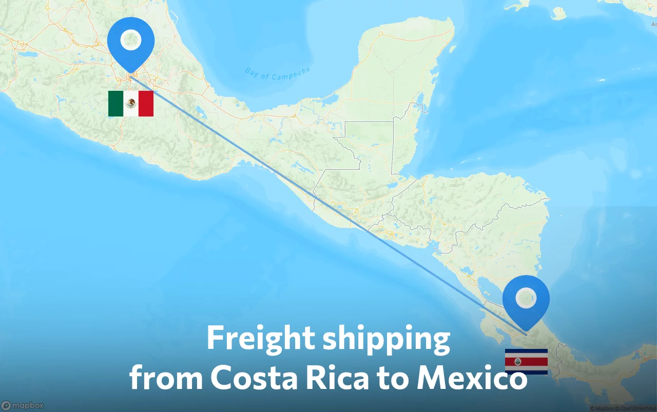 Shipping route from Costa Rica to Mexico