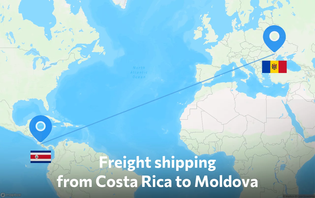 Shipping route from Costa Rica to Moldova