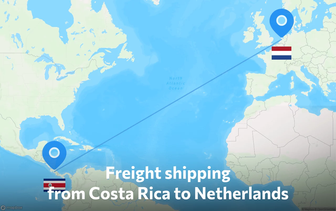 Shipping route from Costa Rica to Netherlands
